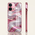 Vivo T5x 5G Pearl Marble Pink Electroplated Glass Phone Back Case