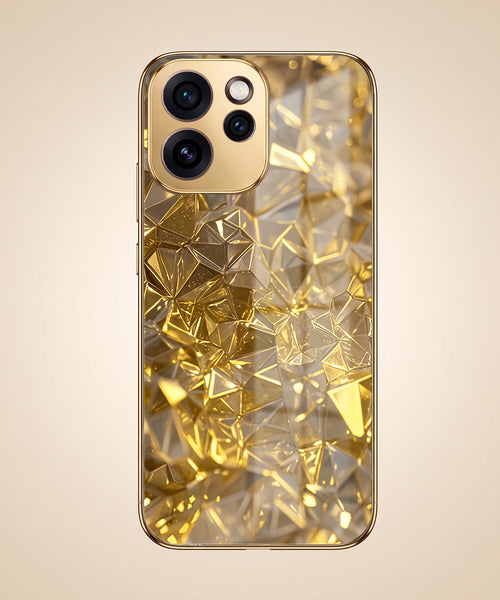 Oppo Reno 15 Pro Mini 5G Golden Diamond Shatter Gold Electroplated Glass Phone Back Case