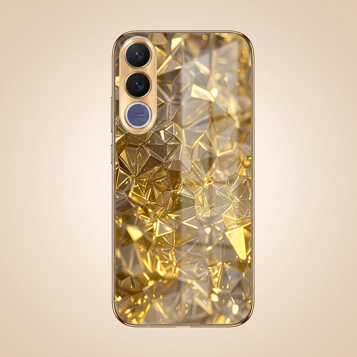 Vivo V70 FE 5G Golden Diamond Shatter Gold Electroplated Glass Phone Back Case