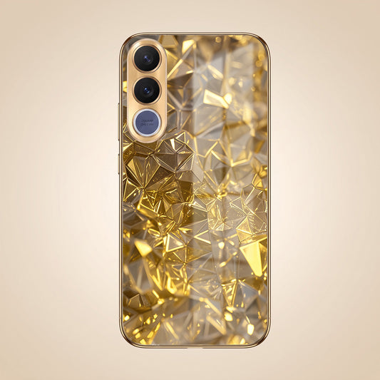 Vivo V70 FE 5G Golden Diamond Shatter Gold Electroplated Glass Phone Back Case
