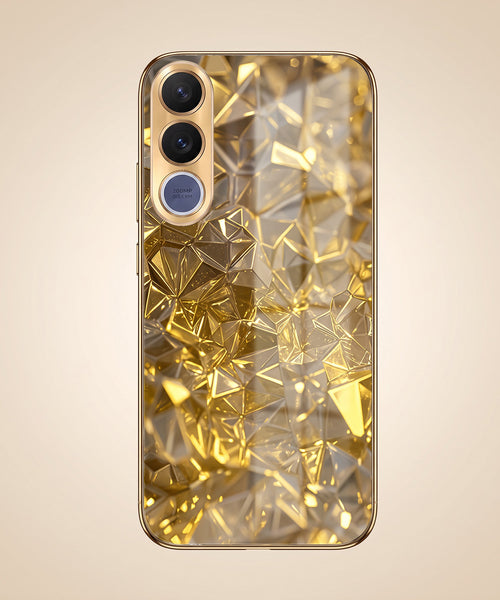 Vivo V70 FE 5G Golden Diamond Shatter Gold Electroplated Glass Phone Back Case
