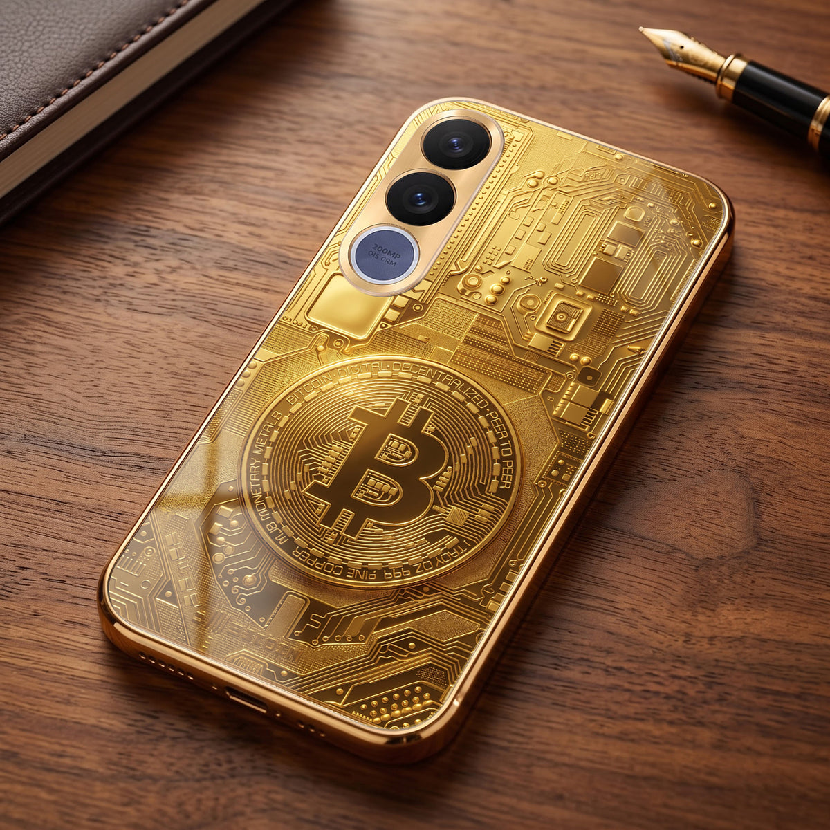 Vivo V70 FE 5G Bitcoin Gold Electroplated Glass Phone Back Case