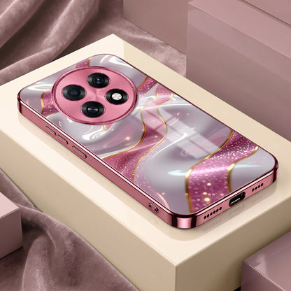 Oppo F31 Pro+ 5G Pearl Marble Pink Electroplated Glass Phone Back Case