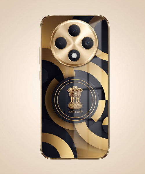 Oppo F27 5G Royal Emblem Gold Electroplated Glass Phone Back Case