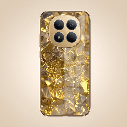 Redmi Note 15 Pro+ 5G Golden Diamond Shatter Gold Electroplated Glass Phone Back Case