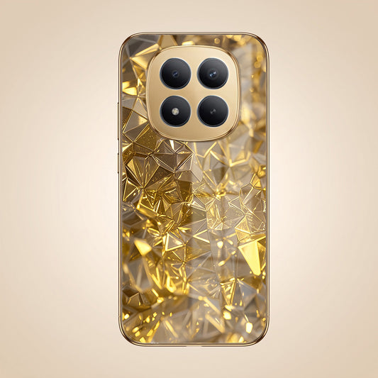 Redmi Note 15 Pro+ 5G Golden Diamond Shatter Gold Electroplated Glass Phone Back Case