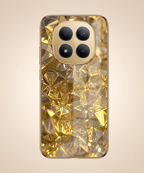Redmi Note 15 Pro+ 5G Golden Diamond Shatter Gold Electroplated Glass Phone Back Case