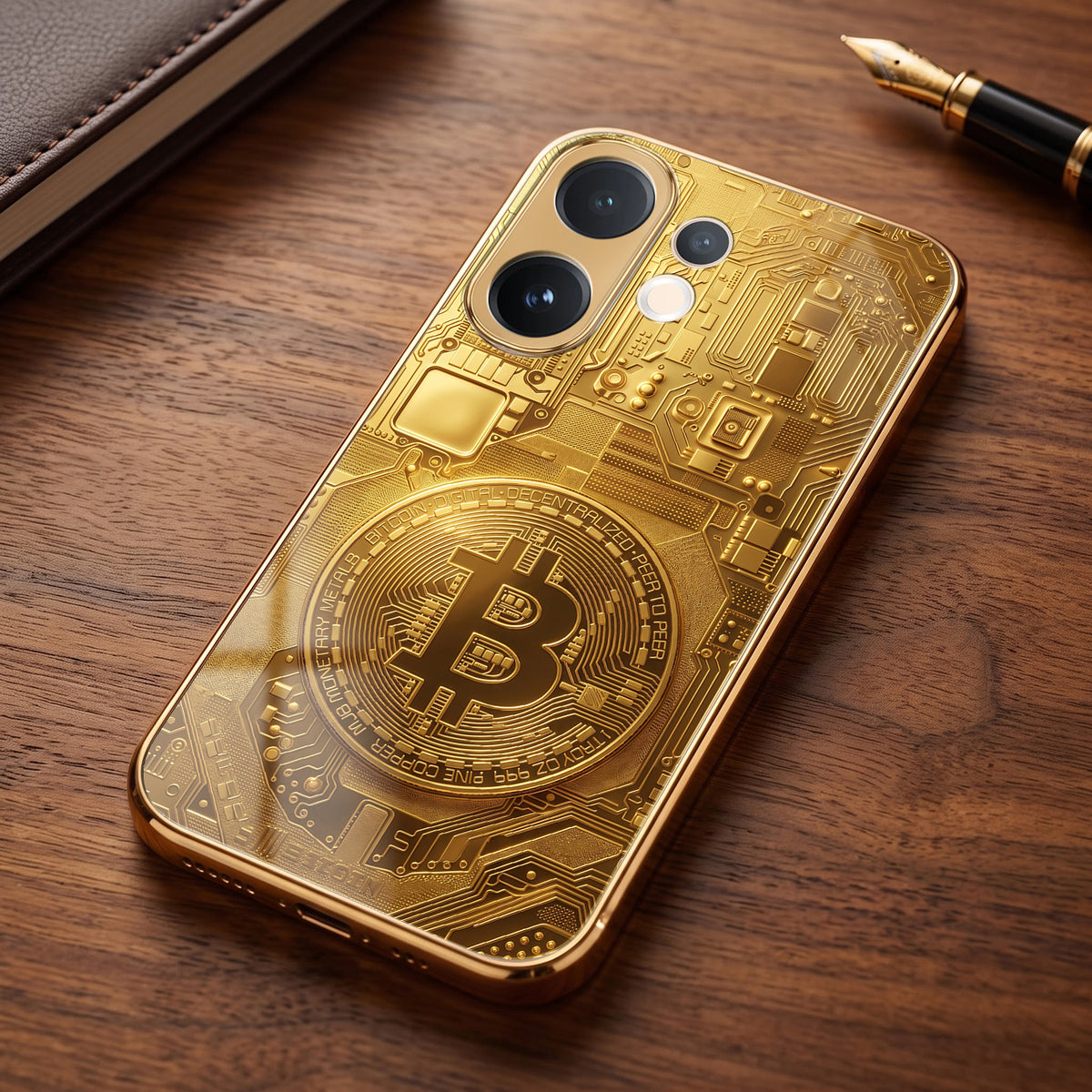 Vivo V60e 5G Bitcoin Gold Electroplated Glass Phone Back Case