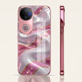 Vivo V50 5G Pearl Marble Pink Electroplated Glass Phone Back Case