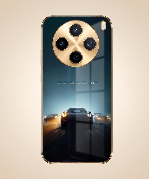 Vivo X200T 5G Porsche Luxury Gold Electroplated Glass Phone Back Case