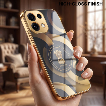 Oppo Reno 16C 5G Royal Emblem Gold Electroplated Glass Phone Back Case