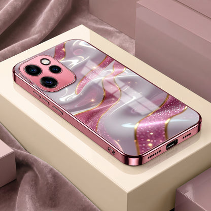 Oppo Reno 15 Pro 5G Pearl Marble Pink Electroplated Glass Phone Back Case