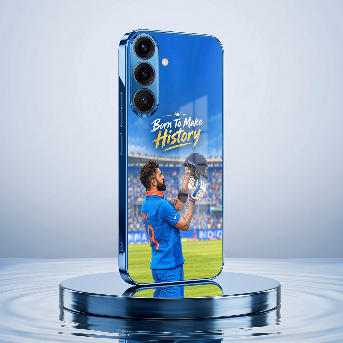 Samsung Galaxy A56 5G Born TO Make History Blue Electroplated Glass Phone Back Case