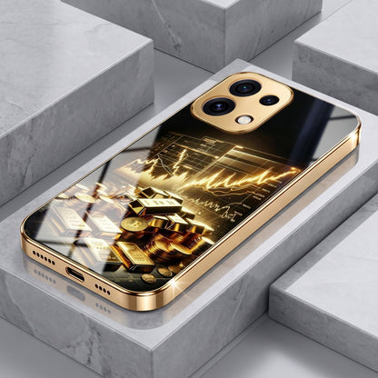 Oppo Reno 16C 5G Luxury Wealth Trader Gold Electroplated Glass Phone Back Case