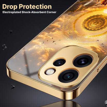 Oppo Reno 15 Pro Mini 5G Celestial Seven Horses Gold Electroplated Glass Phone Back Case