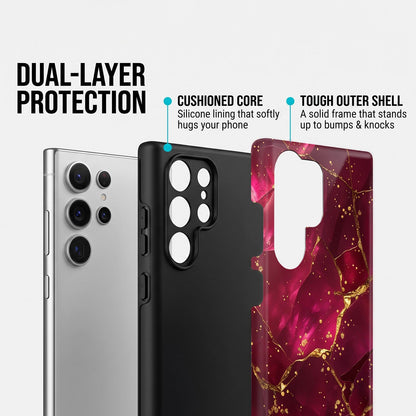 Samsung Galaxy S24 Ultra 5G Luxury Crimson Marble Protective Case