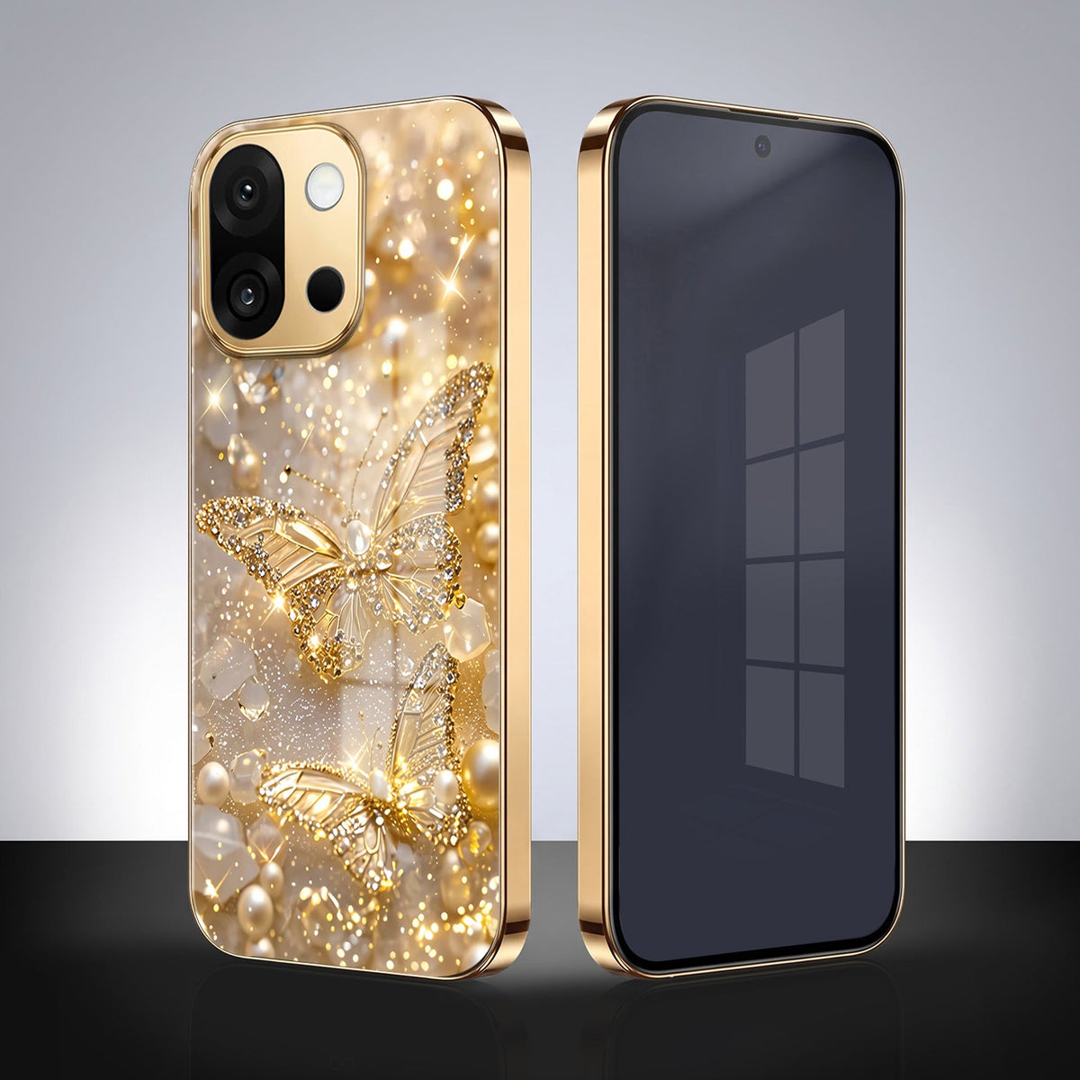 OnePlus 13s 5G Golden Butterfly Gold Electroplated Glass Phone Back Case