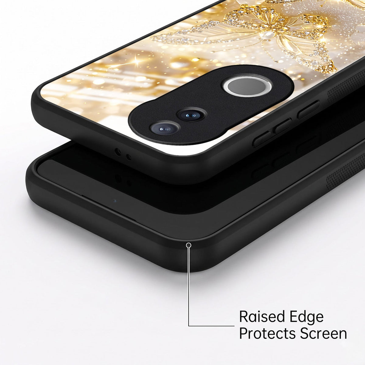 Vivo V50 5G Golden Butterfly Acrylic Glass Back Case