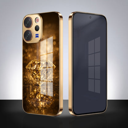 Vivo V70 5G Golden Diamond Gold Electroplated Glass Phone Back Case