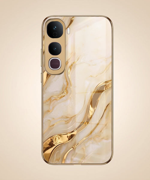 Vivo Y400 Pro 5G Marvel Texture Gold Electroplated Glass Phone Back Case