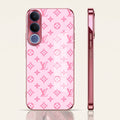 Vivo V70 FE 5G Luxury Monogram Pink Electroplated Glass Phone Back Case