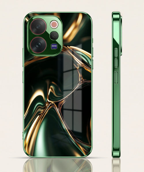 Vivo V70 5G Liquid Art Green Electroplated Glass Back Case