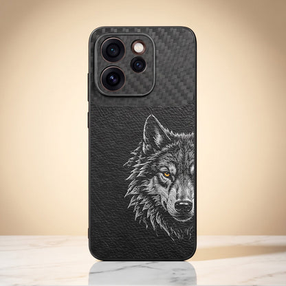 Oppo Reno 15 Pro Mini 5G Wolf Focus Carbon Fiber Leather Hybrid Back Case