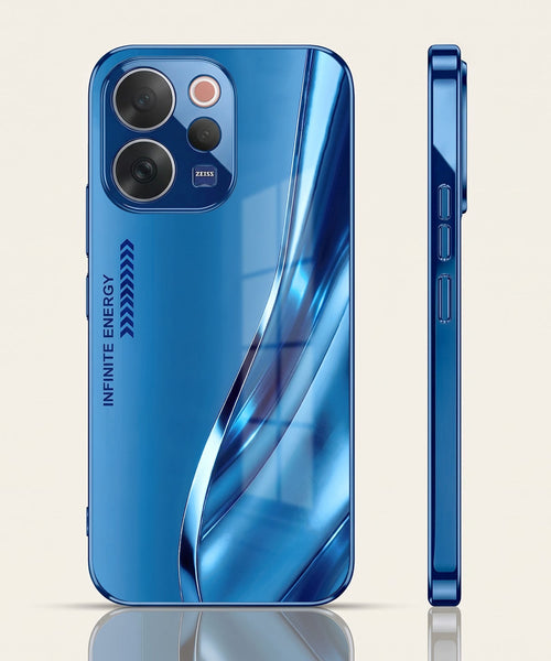 Vivo V70 5G Luxury Infinity Energy Blue Electroplated Glass Phone Back Case