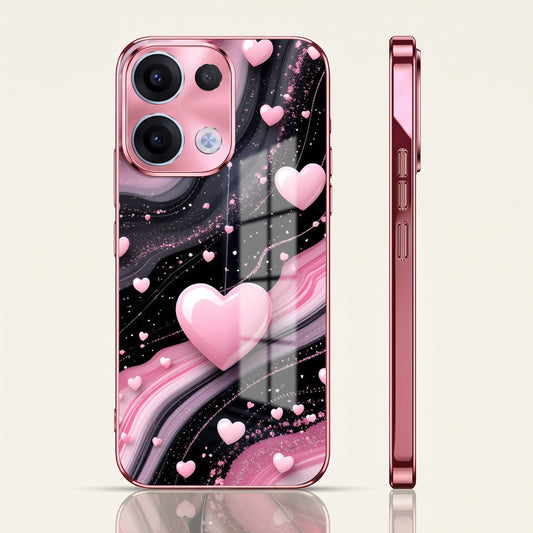 Oppo Reno 13 5G Love Sparkle Pink Electroplated Glass Phone Back Case