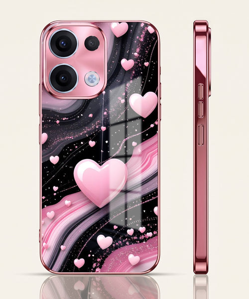 Oppo Reno 13 5G Love Sparkle Pink Electroplated Glass Phone Back Case
