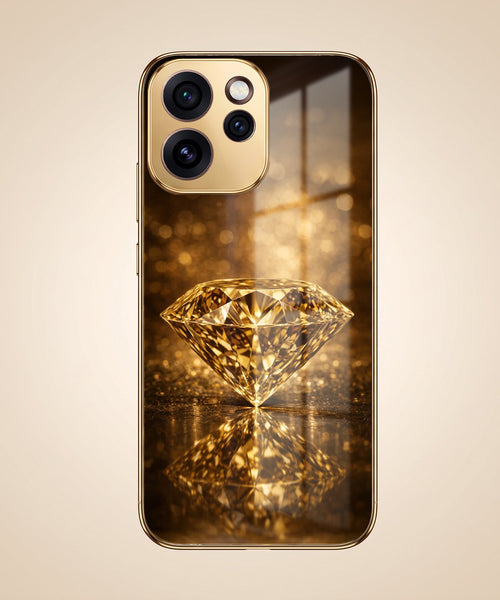 Oppo Reno 15 Pro Mini 5G Golden Diamond Gold Electroplated Glass Phone Back Case