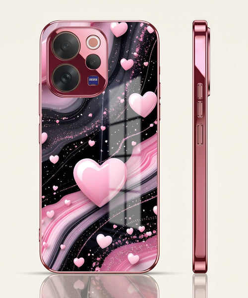 Vivo V70 5G Love Sparkle Pink Electroplated Glass Phone Back Case