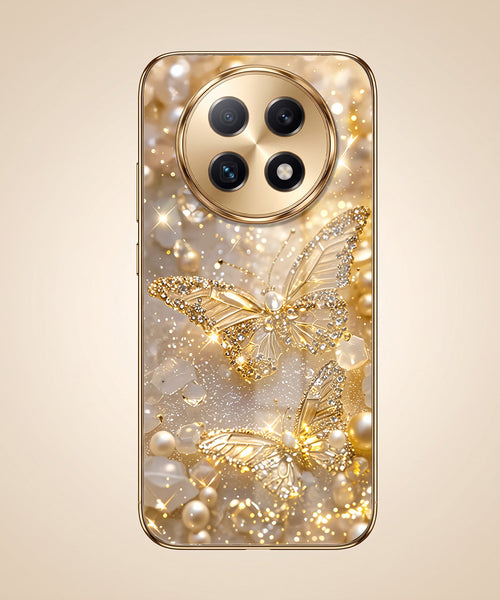 Oppo F29 Pro 5G Golden Butterfly Gold Electroplated Glass Phone Back Case