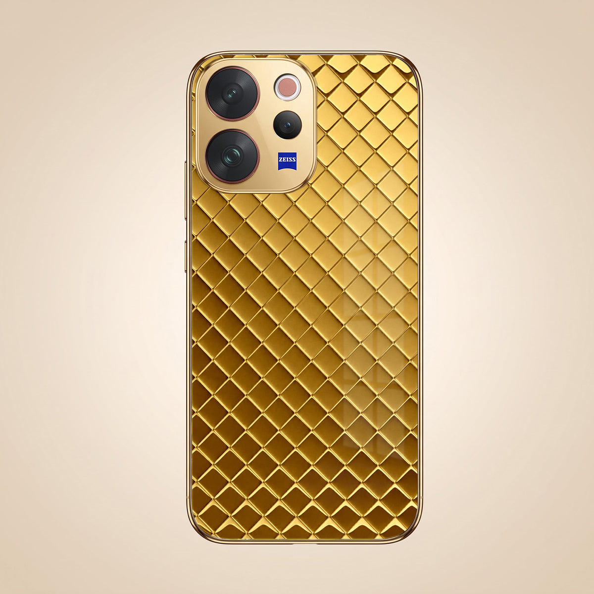 Vivo V70 5G Golden Criss Cross Gold Electroplated Glass Phone Back Case