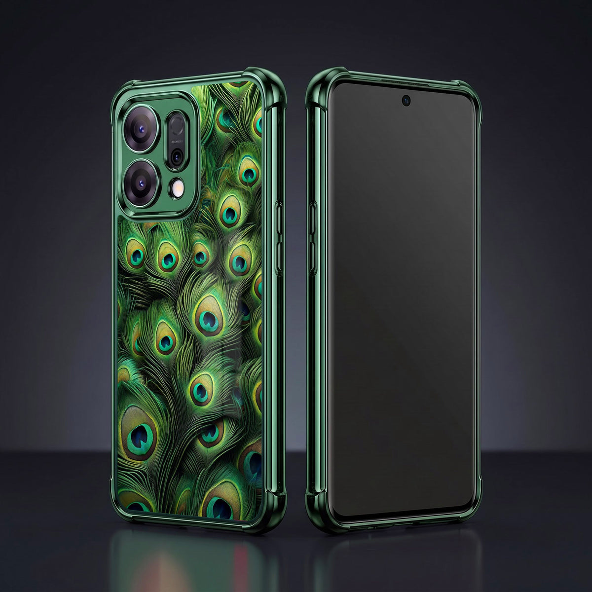 Oppo Reno 14 5G Peacock feathers Airbags Printed Back Case