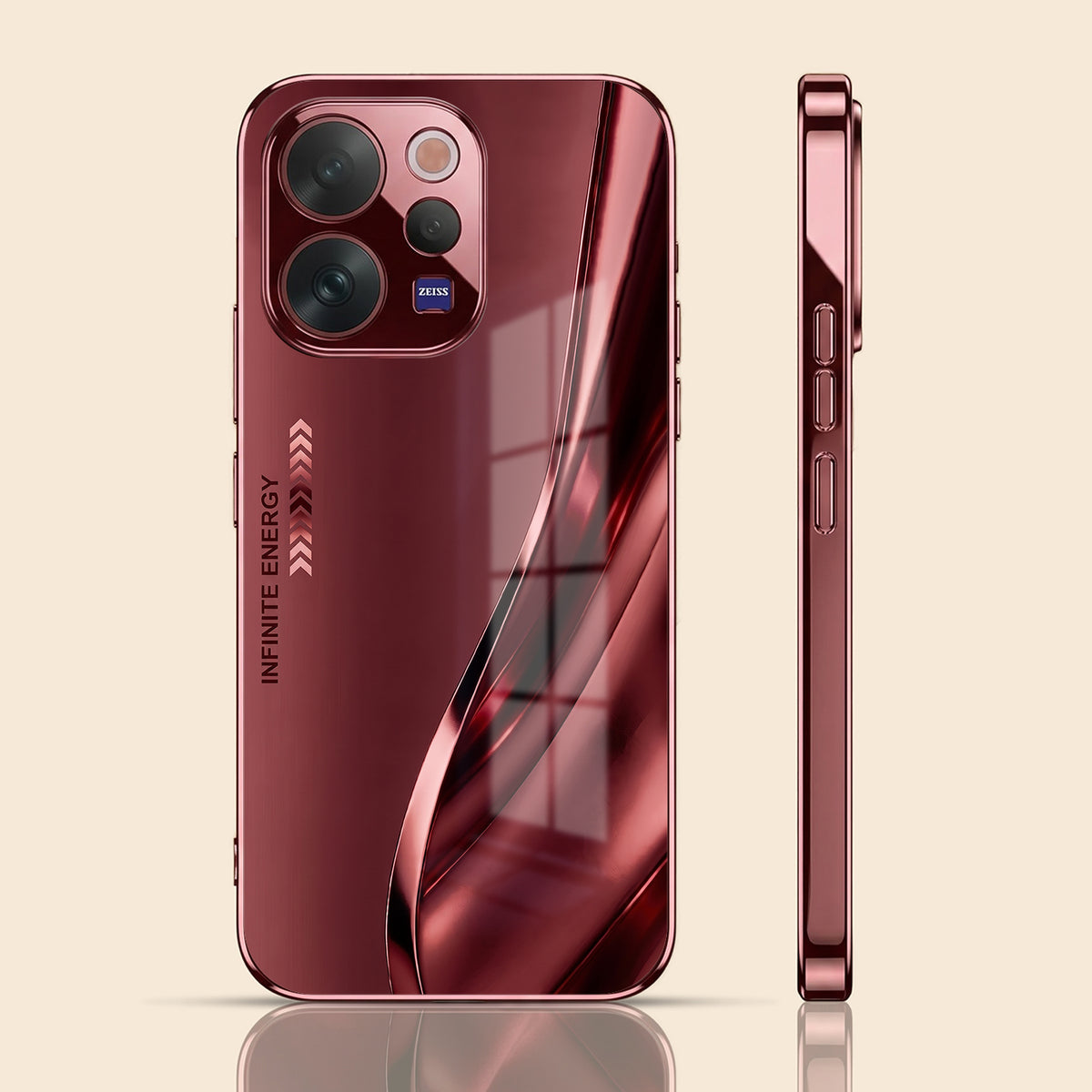 Vivo V70 5G Infinity Energy Burgundy Electroplated Glass Back Case