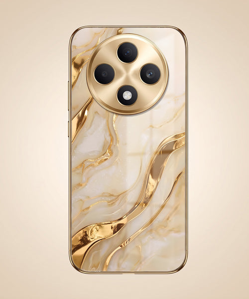 Oppo F27 5G Marvel Texture Gold Electroplated Glass Phone Back Case