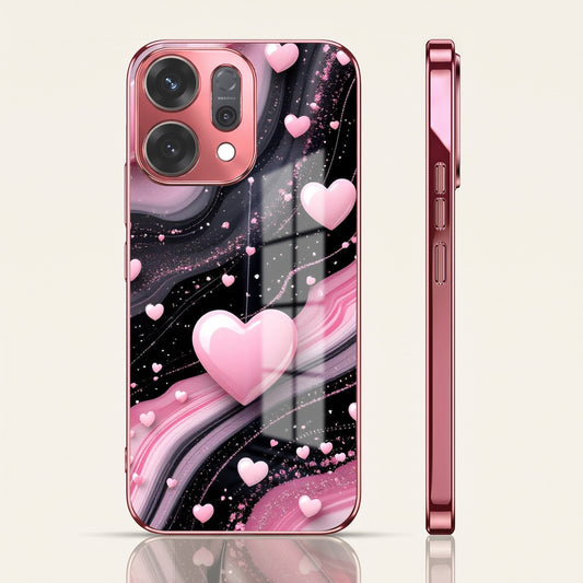 Oppo Reno 14 5G Love Sparkle Pink Electroplated Glass Phone Back Case
