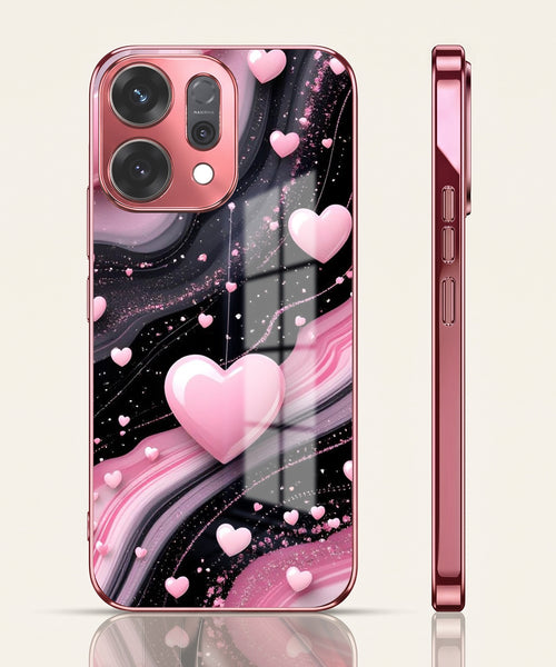 Oppo Reno 14 5G Love Sparkle Pink Electroplated Glass Phone Back Case