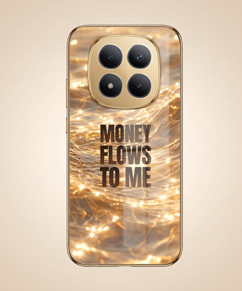 Redmi Note 15 Pro+ 5G Money Flows To Me Gold Electroplated Glass Phone Back Case