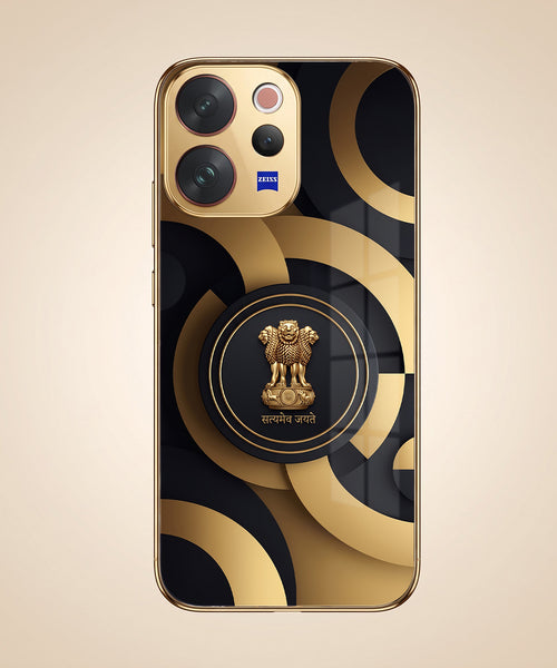 Vivo V70 5G Royal Emblem Gold Electroplated Glass Phone Back Case