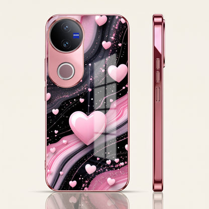 Vivo V50 5G Love Sparkle Pink Electroplated Glass Phone Back Case