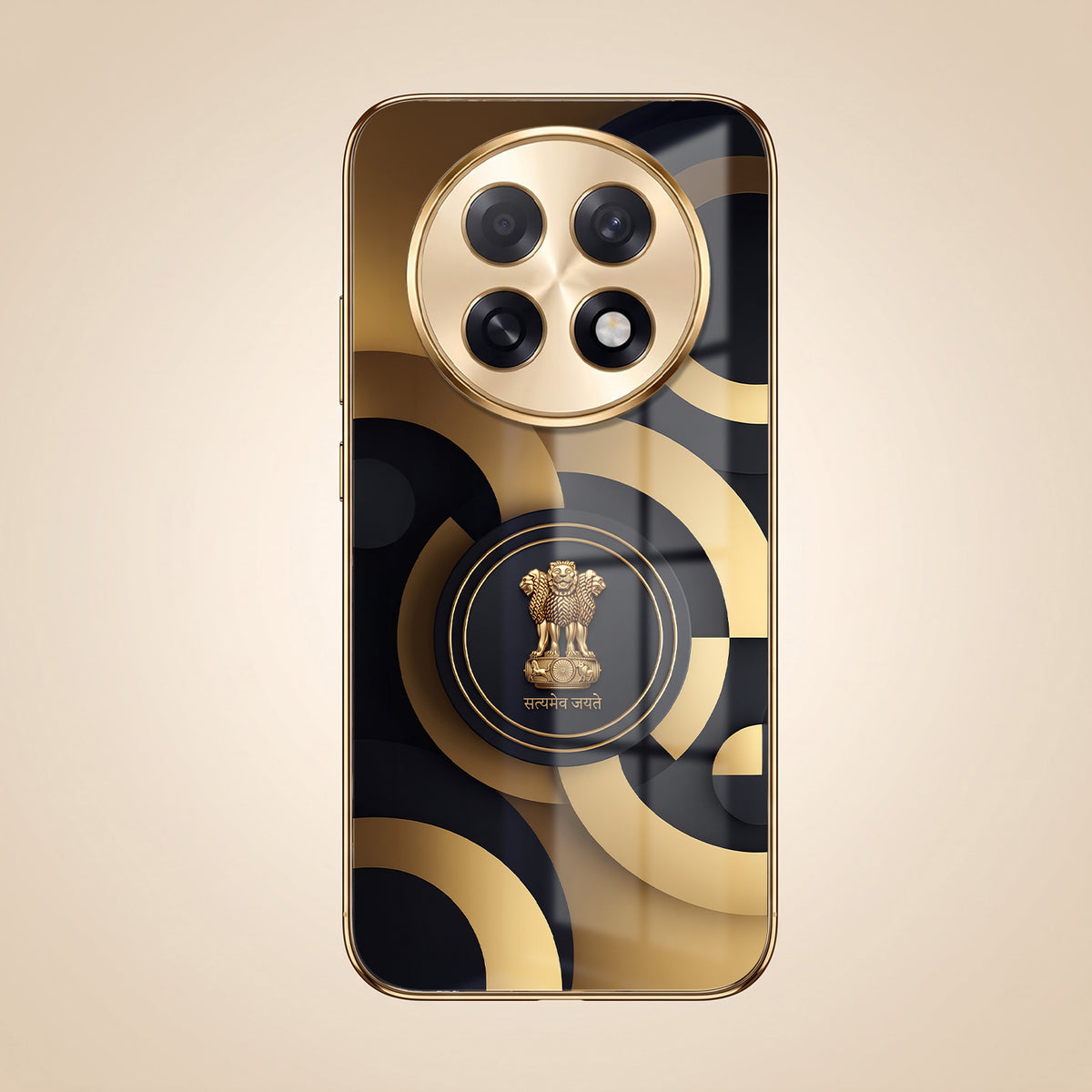 Oppo F31 Pro+ 5G Royal Emblem Gold Electroplated Glass Phone Back Case