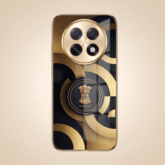 Oppo F31 Pro+ 5G Royal Emblem Gold Electroplated Glass Phone Back Case