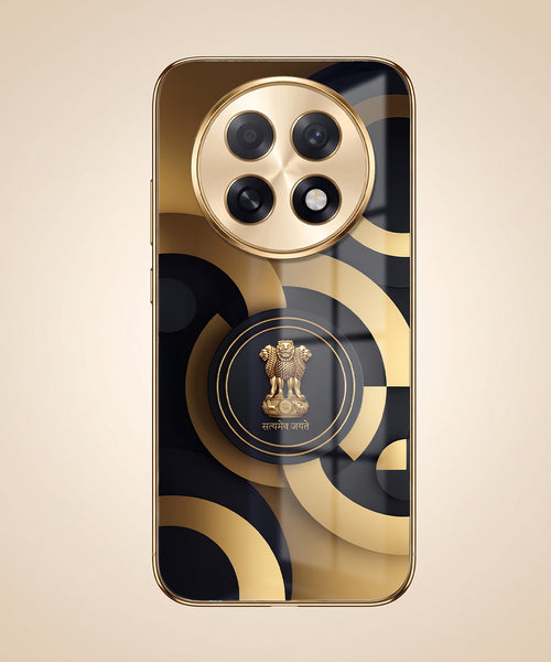 Oppo F31 Pro+ 5G Royal Emblem Gold Electroplated Glass Phone Back Case