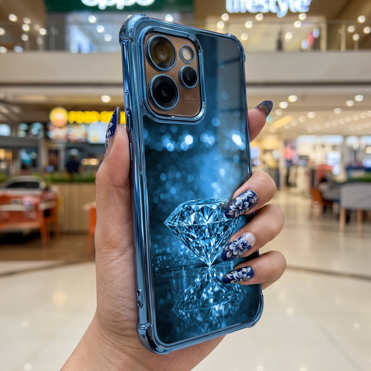 Oppo Reno 15 Pro Mini 5G Blue Diamond Airbags Printed Back Case