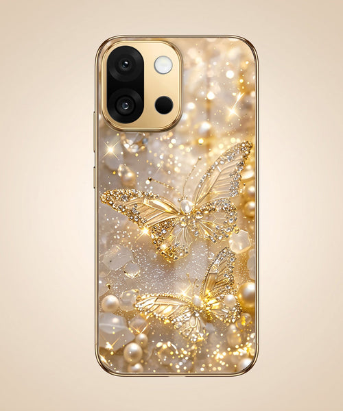 OnePlus 13s 5G Golden Butterfly Gold Electroplated Glass Phone Back Case