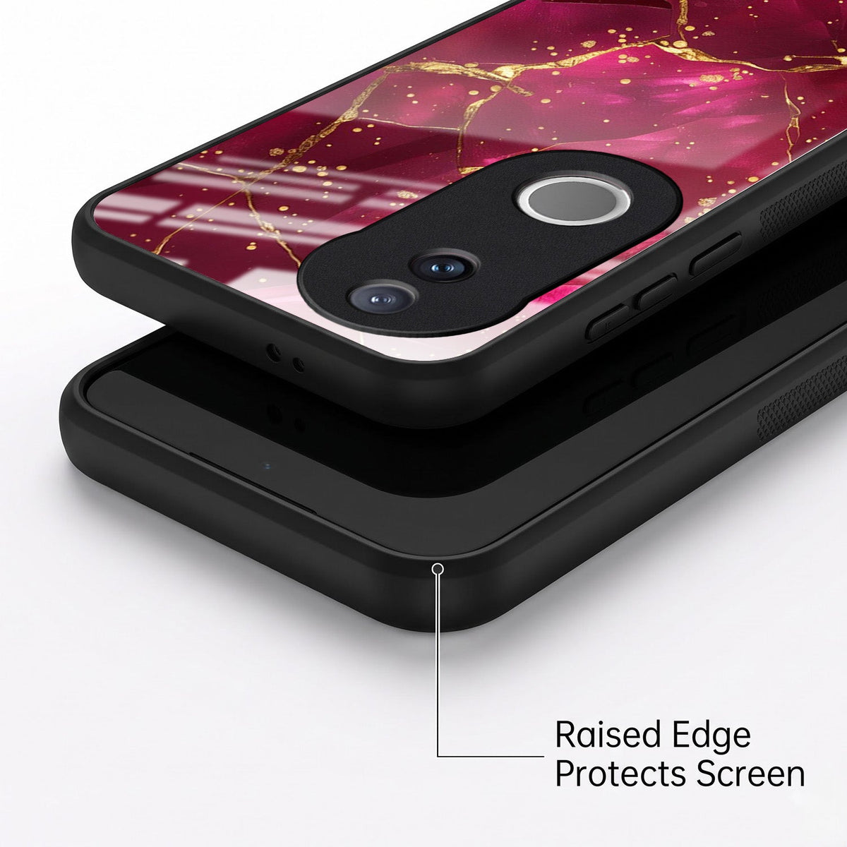 Vivo V50 5G Luxury Crimson Marble Acrylic Glass Back Case
