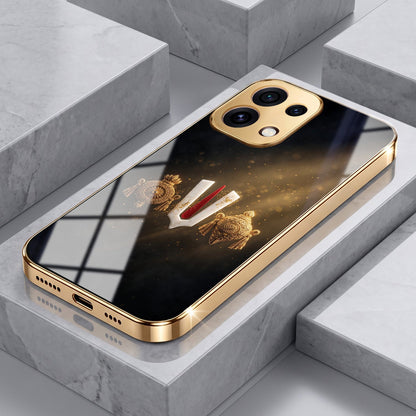Oppo Reno 16C 5G Royal Heritage Edition Gold Electroplated Glass Phone Back Case