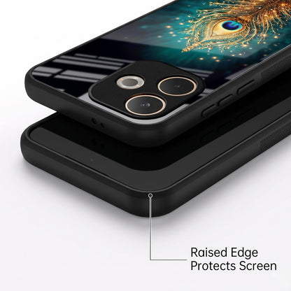 Oppo A5 Pro 5G Golden Peacock Feather Acrylic Glass Back Case